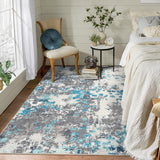 Garvee Bedroom Rug 4x6 Modern Abstract Carpet Washable Living Room Rug Contemporary Colorful Rugs for Office Non Slip Floor Cover Low Pile Area Rugs Blue