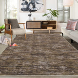 Garvee Solid Brown 9x12 Living Room Area Rug Machine Washable Rug Non-Slip Stain Resistant Modern Abstract Area Rug Contemporary Accent Throw Floor Carpet for Dining Room Solid Area Rug for Home Office - Brown