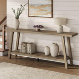 Garvee 70.87" Long Farmhouse Entryway Tables, Rectangular Couch Table, 2 Tiers Accent Tables for Hallway, Rustic Pear - Rustic Pear