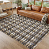 Garvee Blue & Camel 9x12 Washable Area Rugs for Living Room Modern Bedroom Rug Large Area Rug Non Slip Throw Rugs Soft Low Pile Stain Resistant Carpet for Dining Room Department Dorm