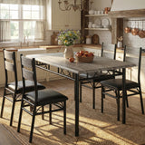 Garvee 5 Piece Dining Table Set for 4, Wooden Industrial Rectangular Kitchen Table with Upholstered High Back Chairs, Retro Gray, Compact Size for Apartment - Retro Gray