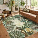 Garvee Area Rugs 8x10 Jungle Animal Washable Rug Soft Non Slip Backing Green for Living Room Bedroom Dining Room - Green