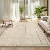 Garvee Washable Geometric Area Rug Modern Patchworked Non Slip Indoor Living Room Bedroom 9x12 Beige