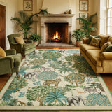 Garvee Jungle 8x10 Area Rug Washable Non Slip Soft Indoor Forest Animal Print Beige - Beige