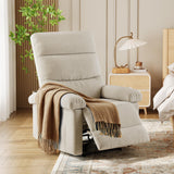 Garvee Recliner Chair for Adults Manual Fabric Recliner with Side Pocket Living Room Nursery Bedroom Creamy - Creamy