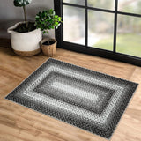 Garvee 2' x 4' Gray Washable Accent Rug, Woven-Look Printed Bordered Non-Slip Low-Pile Rug for Entryway, Kitchen, Bathroom & Bedroom