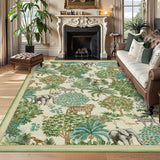 Garvee Jungle Washable Rug 9x12 Area Rug Animal Print Non Slip Low Pile Beige - Beige