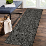 Garvee 2x6 Runner Rug Print Braided Hallway Runner Rug Washable Entryway Rug, Stain Resistant Non-Slip Area Rug Farmhouse Solid Printed Textured Carpet for Bedroom Laundry Kitchen, Gray Brown