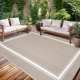 Garvee Outdoor Patio Rug 9x18 Waterproof Reversible Mat Dusty Taupe for Camping Deck Balcony Pool RV - Border|Dusty Taupe