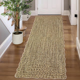 Garvee Printed Braided Rug Scalloped Washable 2x6 Non Slip Kitchen Hallway Runner Soft Stain Resistant Low Pile Entryway Carpet