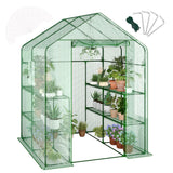 Garvee Portable Greenhouse with 12 Wire Shelves, 4.7x4.7x6.4 ft, Thicken PE Cover, Roll-up Zipper Door for Outdoor Seedling and Flower Growing, Green - Green