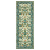 Garvee 2x6ft Washable Runner Rug, Green Floral Ivy Low Pile Carpet, 350gsm Soft Surface with Non Slip TPR Backing, Stain Resistant Foldable Floor Cover for Kitchen, Hallway, Entryway, Laundry Room and Bedroom - Green