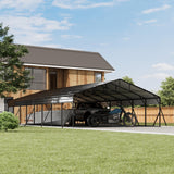Garvee 20 x 40 FT Metal Carport With Galvanized Steel Roof, Heavy Duty Base, Tall Metal Carport Kit for Tractors, Trucks, Boats, Cars, Black - Black