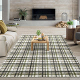 Garvee Green & Taupe 10x13 Area Rug for Living Room Washable Rugs Farmhouse Bedroom Rug large Rug Non Slip Modern Plaid Throw Rugs for Dining Room Stain Resistant Carpet for Office Classroom