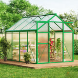 Garvee 6x8 FT Polycarbonate Greenhouse for Outdoors with Ground Nails and Vent Windows, Sliding Lockable Door, Green - Green