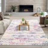 Garvee Boho Rug 5x7 Bedroom Area Rug Indoor Non-Slip Throw Floor Carpet Geometric Large Living Room Rug Stain Resistant Moroccan Accent Rug for Home Office Dining Room, Colorful - Multicolor