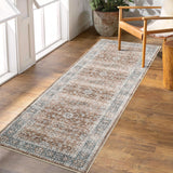 Garvee Runner Rug for Hallways Kitchen, 2x6 Washable Runner Rugs with Rubber Backing Non Slip Floral Carpet for Hallways Kitchen Laundry Bedroom Bathroom, Brown