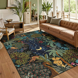 Garvee Area Rugs 8x10 Jungle Animal Washable Rug Soft Non Slip Backing Indoor Floor Mat for Living Room Bedroom Dining Room Playroom Nursery Home Decor - Blue
