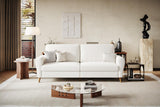 Garvee 84" Sofa Couch Modern Boucle Loveseat With Streamlined Armrests Wooden Feet Plush White For Living Room 84"