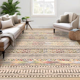Garvee Boho Rug 5x7 Bedroom Area Rug Indoor Non-Slip Throw Floor Carpet Geometric Large Living Room Rug Stain Resistant Moroccan Accent Rug for Home Office Dining Room, Multi/Brown - Brown