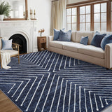 Garvee Washable Rugs 9x12 Blue Geometric Area Rug for Bedroom Living Room Dining Room - Blue