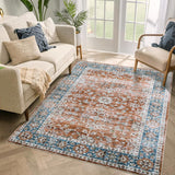 Garvee Washable Area Rug 8x10 Large Soft Floral Vintage Design Apricot for Living Room Bedroom