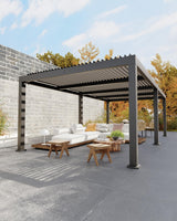 Garvee All-Aluminum Louvered Pergola 12'x24' Outdoor Patio Deck Gray Adjustable Roof Hardtop Gazebo - Grey