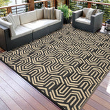 Garvee Outdoor Rug 9x12 ft Waterproof Reversible Patio Mat Plastic Straw Area Rug for Patio Deck RV Camping Balcony Black/Coffee - Black/Coffee