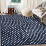 Garvee Geometric Area Rug Navy Blue 4x6 Washable Bedroom Rug Non Slip Contemporary Living Room Stain Resistant Modern Throw Dining Room Carpet Small Indoor Abstract Accent Carpet for Kitchen Entryway
