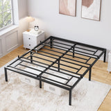 Garvee 6 in Bed Frame - Sturdy Metal Platform Queen Size Black with Heavy Duty Steel Slat Support for Bedroom Storage Space