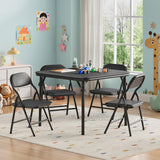 Garvee 5-Piece Kids Folding Table and Chairs Set for Toddlers, Activity Table and Chairs for Dining Room, Daycare, Classrooms, Compact Foldable Design, Soft PU Leather Surface