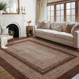 Garvee Washable 9x12 Area Rugs Modern Braided Print Rug Brown Non-Slip Soft Boho Bedroom Dining Room Home Office Nursery - Brown