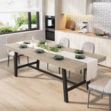Garvee 63-83" Extendable Dining Table Industrial Rectangular Rustic Grey Metal Frame for Kitchen Dining Room Parties - Rustic Grey