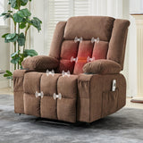 Garvee Recliner Chair with Massage and Heat for Living Room, Wide Comfy Couch with Side Pockets and Cup Holder, 37.4"W x 39.4"D x 41.3"H, Single Sofa in Neutral Color