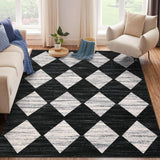 Garvee 5x7 Black Washable Rug Neutral Bedroom Rug Geometric Checkered Rugs for Living Room Office - Checkered|Black & White