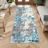 Garvee Kitchen Rug 2x6 Washable Runner Rugs for Hallway Modern Entryway Rug Abstract Bedroom Rug Laundry Carpet Colorful Rug Non Slip Low Pile Area Rugs Blue Indoor Rug Farmhouse Floor Cover