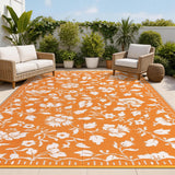 Garvee 8x10 Outdoor Rug Floral Waterproof Camping Rug Vintage Orange UV Resistant Portable - Floral|Orange