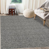Garvee 5' x 7' Gray Modern Textured Area Rug, Machine Washable Non-Slip Low-Pile Soft Rug for Living Room, Bedroom & Dining Room