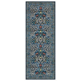 Garvee 2x6ft Washable Runner Rug, Blue Floral Ivy Low Pile Carpet, 350gsm Soft Surface with Non Slip TPR Backing, Stain Resistant Foldable Floor Cover for Kitchen, Hallway, Entryway, Laundry Room and Bedroom - Blue