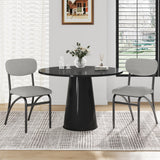 Garvee Grey Dining Chairs Set of 2, Boucle Upholstered Kitchen Chairs with Metal Legs for Living Room, Dining Room, Kitchen, 2 Lambswool Fabric Grey Chairs