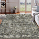 Garvee 6x9 Washable Vintage Boho Tribal Area Rug for Living Room Bedroom Neutral Brown Green - Brown Green