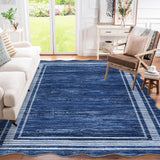 Garvee Scalloped Modern Abstract Rug 5x7 Washable Rug for Bedroom Living Room Dining Room Navy Blue - Navy