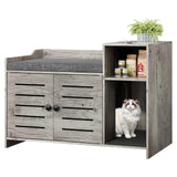 Garvee Cat Litter Box Enclosure Hidden Cabinet Furniture with Scratch Pad for Indoor Cats Hallway Bedroom Farmhouse Style - Teak Oak