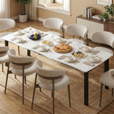 Garvee Dining Table for 6-8 People, 78.7 Inch Long Wooden Kitchen Table with Wave Irregular Edge, Waterproof Scratch-Resistant, Rectangular, Marble