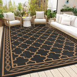 Garvee 9x12 Outdoor Rug Waterproof Reversible Patio Carpet Plastic Straw Mat for Deck Backyard Balcony RV Camping Black/Brown - Black/Brown