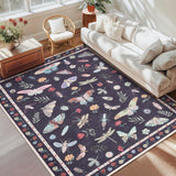 Garvee Large Floral 9x12 Area Rugs for Living Room Bedroom, Soft Washable Non Slip Black - Insect-Black