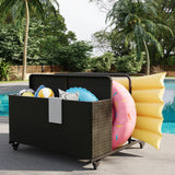 Garvee Pool Float Storage Basket Wicker Rattan Outdoor Float Holder Black Durable Lightweight Poolside Organizer - Black
