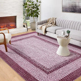 Garvee Area Rug 4x6 Washable Braided Print Rug for Entryway Living Room Bedroom Pink Low Pile Non-Slip - Pink
