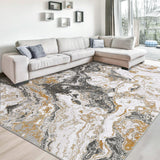Garvee Abstract Grey 10x13 Rugs, Large Marble Rugs for Living Room Soft Low Pile Washable Area Rug Ultra-Thin Bedroom Rug Modern Rugs for High Traffic Areas in Home Dining Room, Grey