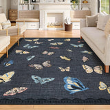 Garvee Area Rug 6x9, No Slip Washable Butterfly Pattern Rug for Living Room Bedroom Dining Room, Black - Black